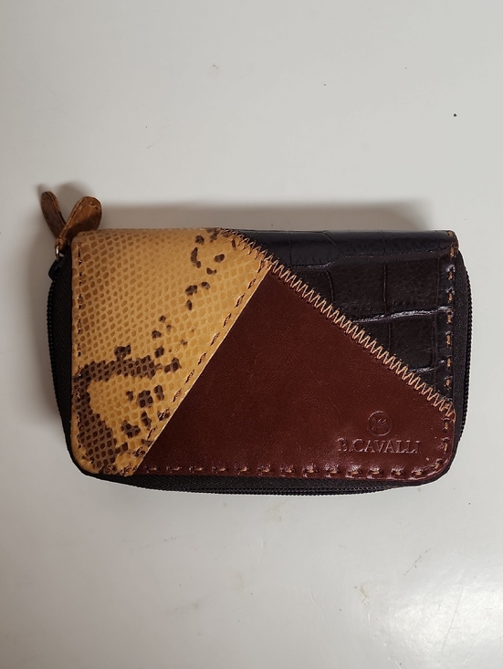 B. Cavalli Handbags - B. Cavalli Soul Patchwork Crocodile Leather Zip Wallet - Brown, Tan, Yellow